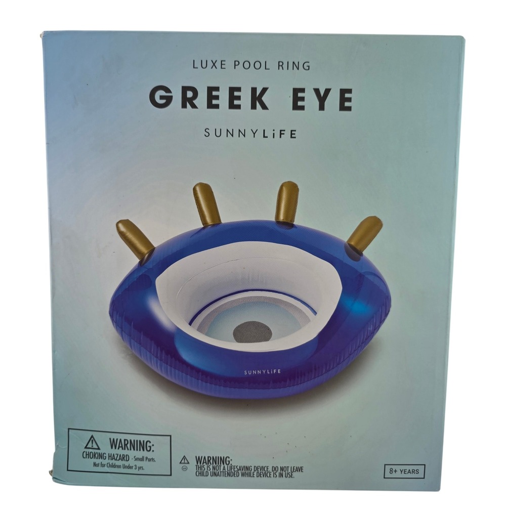 Sunnylife Luxe Pool Ring Greek‎ Eye Open Box Never Used Like New